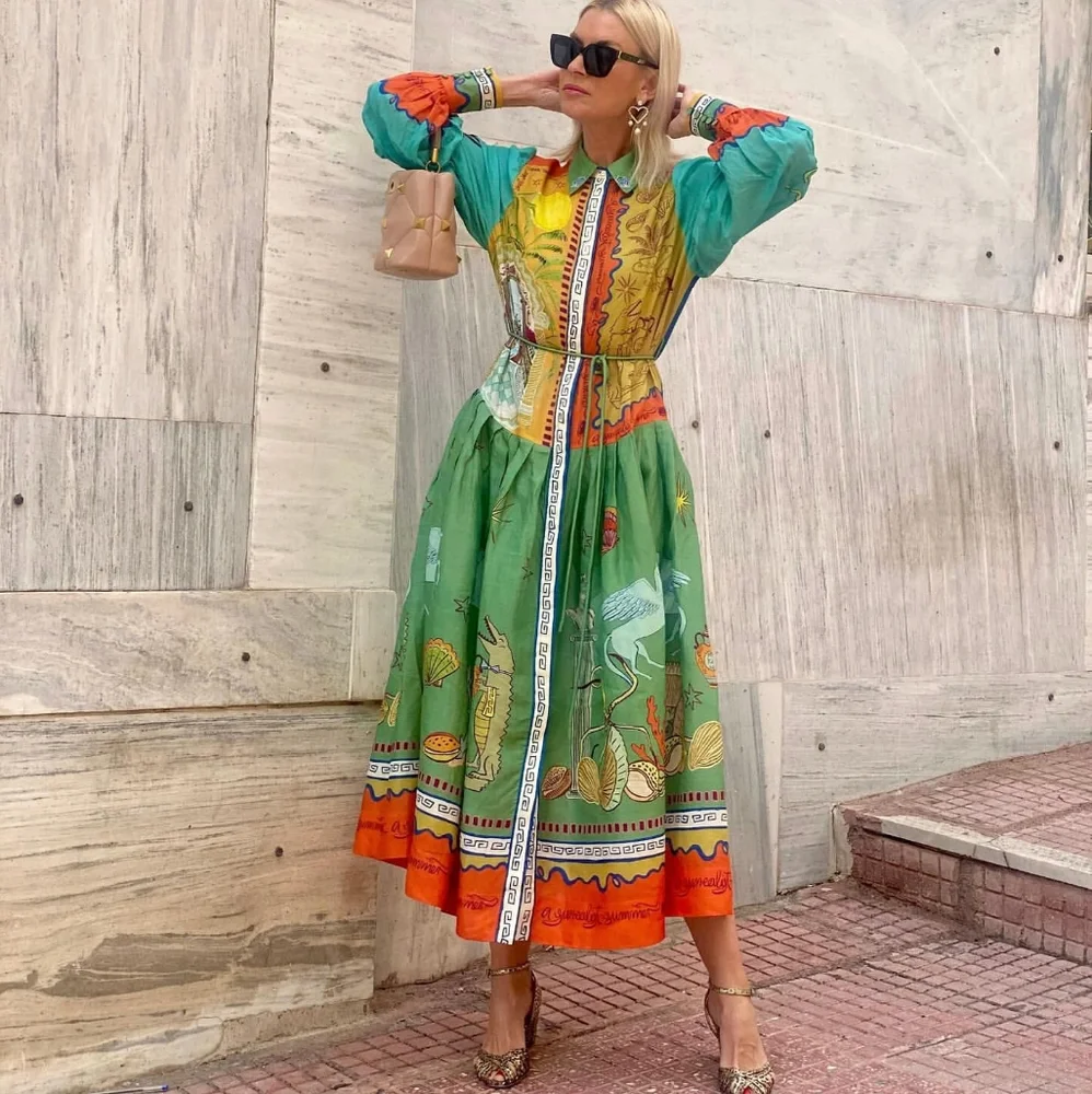 ALEMAIS surrealist summer ramie shirt dress - Picture 5 of 16